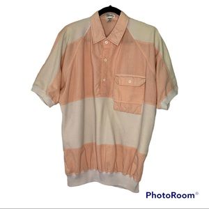 Mens short sleeve vintage pink and white shirt